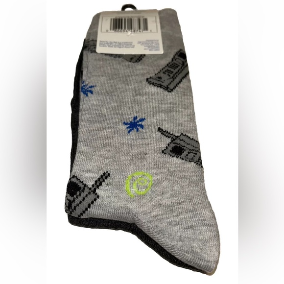 Saved By The Bell Crew Socks 2 Pair Men 6.5-12 Gray w Logo Cell Phone 90s Sitcom - Picture 9 of 10